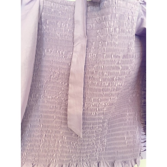 WAYF Lavender Ruched Square Neck Puff Sleeve Smocked Back Tie Top Purple - Picture 3 of 8